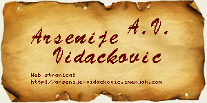 Arsenije Vidačković vizit kartica